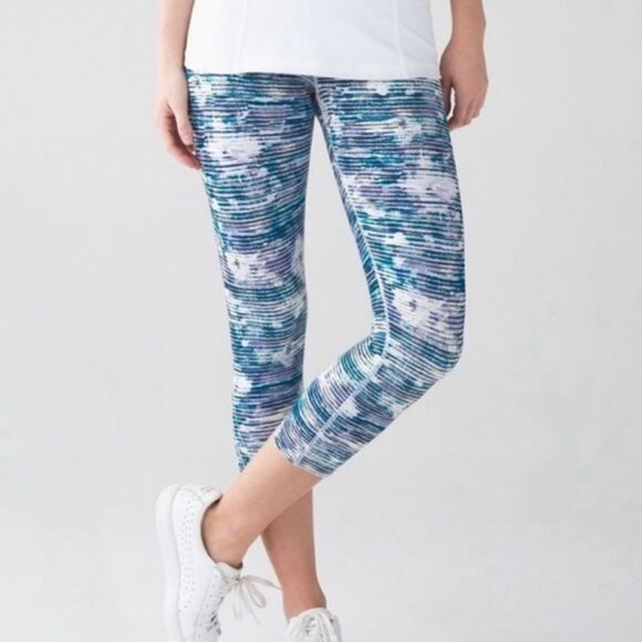 Lululemon Wunder Under Hi Rise Legging Blurry Belle Multi Stripe Blue - Picture 9 of 10